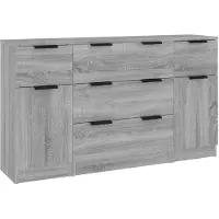 vidaXL 3-tlg. Sideboard-Set Grau Sonoma Holzwerkstoff
