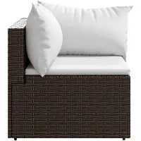 vidaXL Garten-Ecksofa mit Kissen Braun Poly Rattan