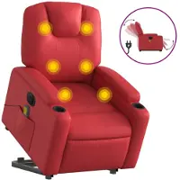 vidaXL Massagesessel mit Aufstehhilfe Elektrisch Rot Kunstleder