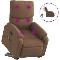 vidaXL Elektrischer Massagesessel mit Aufstehhilfe Braun Stoff