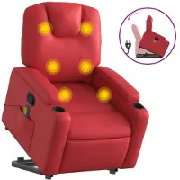 vidaXL Massagesessel mit Aufstehhilfe Rot Kunstleder
