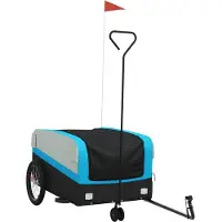 vidaXL Fahrradanhänger Schwarz und Blau 45 kg Eisen