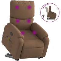 vidaXL Massagesessel mit Aufstehhilfe Braun Stoff