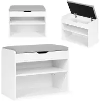 Modernhome Schuhschrank mit Sitzbank zum Öffnen, 2 Regalböden, Weiss