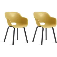 Keter Noa Gartenstühle – 2er-Set, Metallgestell, ergonomische Schalenform, gelb