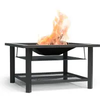 Blumfeldt Merano Avanzato 3-in-1-Feuerschale mit Grillfunktion als Tisch nutzbar 87 x 87 cm Steingrau