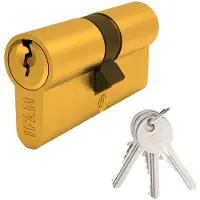 Ifam 88770 30x40 Mm Long Cam Brass Cylinder With 5 Security Keys Golden