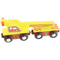 Bigjigs Holzwagen mit Kran - Spielzeugeisenbahn Zubehör