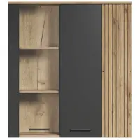 CALICOSY ebuy24 Vitrinenschrank Esteban Grau 90 x 34 cm | Gr.: onesize