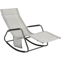 SoBuy Schaukelliege Sonnenliege mit Seitentasche Gartenliege Relaxstuhl Schwungliege für Gärten, Höfe, Strände, Balkone Hellgrau OGS47-HG