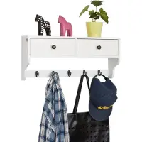 SoBuy Wandgarderobe - 5 Haken - B60 x T14 x H27cm - Weiß