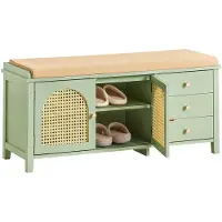 SoBuy Schuhschrank mit Bank - Max. 150 kg - 100 x 34 x 46 cm - Grün/ Braun
