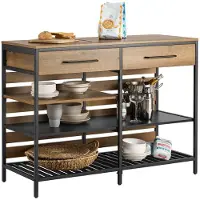 SoBuy FSB85-PF Kücheninsel Küchenregal Küchewagen Sideboard mit Schublade und Ablagen Kommode Küchenschrank Flurschrank Vintage BHT ca. 120x91x45cm