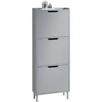 SoBuy Schuhschrank - 3 Klappen - 50 x 19 x 129 cm - Grau