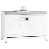 SoBuy Schuhschrank mit gepolstertem Sitz - 1 Schublade -Rural - Max. 150 kg - 80 x 30 x 50 cm - Weiß / Grau