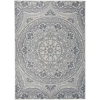 vidaXL Outdoor-Teppich Flachgewebe 200x280 cm Blaues Muster