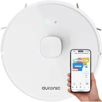 Auronic Staubsaugerroboter - Mit Wischfunktion - WiFi und App - Ladestation - Haustiere - Wischroboter - Lasernavigation - Weiß