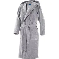 JOOP! Bademäntel Herren Bademantel mit Kapuze Silber Größe 46/48, Länge 125 cm