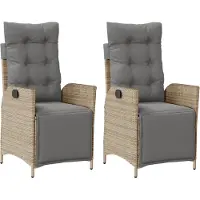 vidaXL Gartensessel mit Fußteil 2 Stk. Verstellbar Poly Rattan