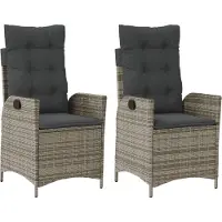 vidaXL Gartensessel mit Kissen 2 Stk. Verstellbar Grau Poly Rattan