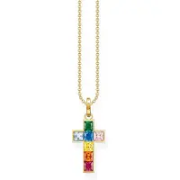 Thomas Sabo Halskette Kreuz Bunte Steine Gold