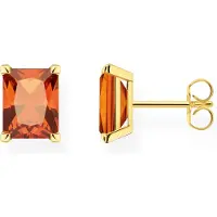Thomas Sabo H2201-472-8 Damen-Ohrringe Ohrstecker Goldfarben Oranger Stein