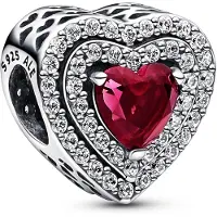 Pandora 799218C02 Silber Charm Funkelndes Rotes Herz