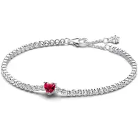 Pandora 590041C02 Damen-Tennisarmband Rotes Funkelndes Herz Silber