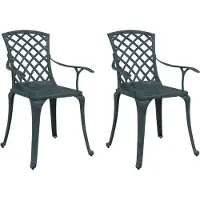 vidaXL Gartenstühle 2 Stk. Grün Aluminiumguss