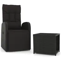 The Living Store 2-tlg. Garten-Lounge-Set Schwarz Poly Rattan & Stahl