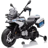 Vrooomy BMW F850 GS Polizei Kinder Elektromotorrad 12V (3–6 Jahre) – Offiziell Lizenziert, mit Sirene, LED-Polizeilicht & EVA-Reifen – Kinder Elektro Motorrad – Weiß