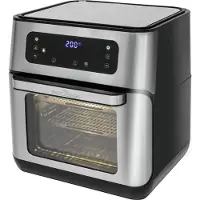 ProfiCook PC-FR 1200 H Heißluft-Fritteuse, 9 Automatikprogramme inkl. variabler Zeit und Temperatureinstellung, Kapazität: ca. 11 Liter, 4 Einschubhöhen für optimale Backergebisse, Edelstahl-schwarz