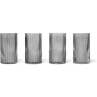 Ferm Living Wasserglas Ripple Smoked Grey 140 ml (4er-Set)