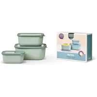 Mepal Frischhaltedose Set cirqula rechteckig, hoch, 3-teilig, Auslaufsichere Multischüsseln mit Deckel, Farbe: nordic sage