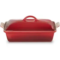 Le Creuset Auflaufform rechteckig mit Deckel, 33 cm, rot