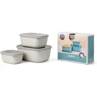 Mepal Set Multischüssel Cirqula - Mikrowellengeschirr - Multikom rechteckig hoch 3-teilig (750+1500+3000 ml) - Nordic white - Meal prep boxen