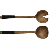 Asa selection ASA Salatbesteck mit schwarzem Nylongriff wood