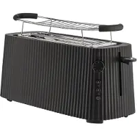 Alessi - Plissé Langer Toaster mit Brötchenaufsatz, schwarz, Edelstahl