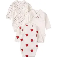 Petit Bateau Body l/ä - 3er-Pack - Weiß m. Herzen - - 1 mt - Body L/Ä