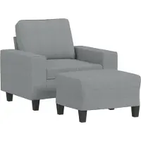 vidaXL Sessel mit Hocker Hellgrau 60 cm Stoff