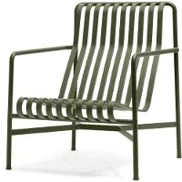 HAY Gartenstuhl Palissade Loungesessel Hoch Olive Pulverbeschichteter Stahl