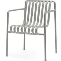 HAY Gartenstuhl Palissade Dining Armchair Sky Grey Powder Coated Steel