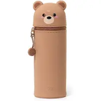 Legami 2-in-1 Federmäppchen aus Silikon Kawaii Teddybär braun
