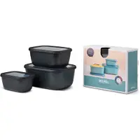 Mepal Set Frischhaltedosen Cirqula - Mikrowellengeschirr - Multikom rechteckig hoch 3-teilig (750+1500+3000 ml) - Nordic black - Meal prep boxen