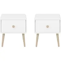 Hioshop ebuy24 Gaia Nachttisch 2 Stk mit 1 Schublade Weiß