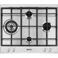 Smeg P261XGH Einbau-Gaskochfeld aus Edelstahl, 4 Brenner