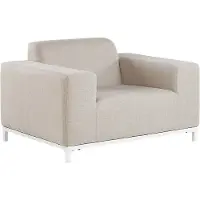 Beliani Sessel 2er Set Beige Stoff Polsterbezug schnelltrocknend Aluminium Gestell weiß mit Armlehnen Indoor Outdoor Wohnung Garten Terrasse Balkon