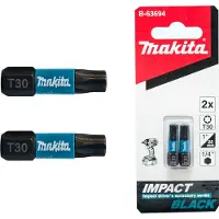 Makita B-63694 T30 6-rund Bit TX30x25 Impact Black | 2 Stück | S2-Spezialstahl