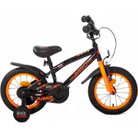 AMIGO Spiel + Freizeit GmbH AMIGO Kinderfahrräder Jungen BMX Jump 14 Zoll 22,5 cm Jungen Rücktrittbremse Schwarz/Neon Orange
