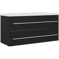 vidaXL Waschbeckenunterschrank mit Einbaubecken Schwarz Holzwerkstoff